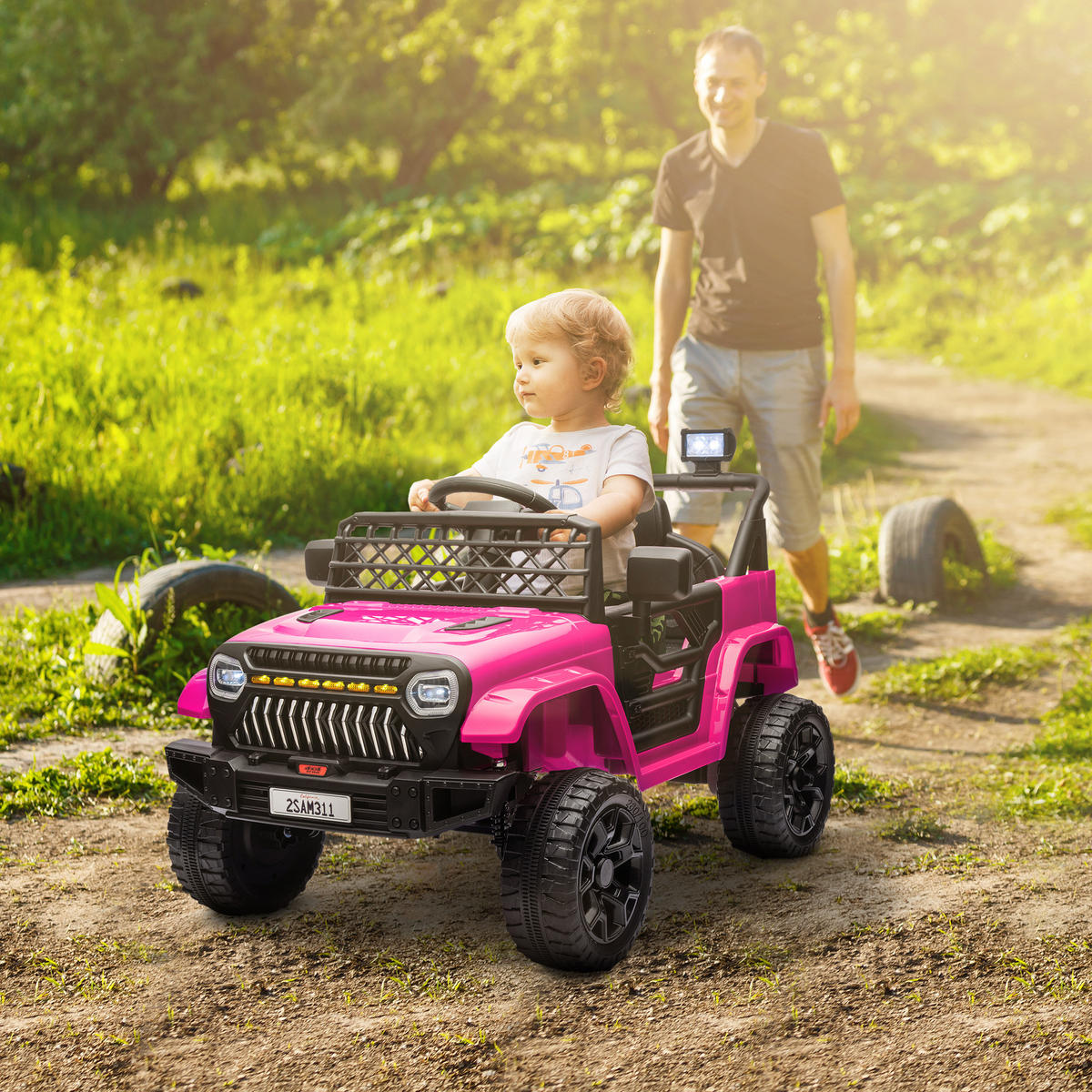 KINDER Elektroauto 12V Kinderauto Elektrisch mit 2,4 GHz Fernbedienung 2 Motor - Rosa, Metall (95/62.5/65cm) - AIYAPLAY