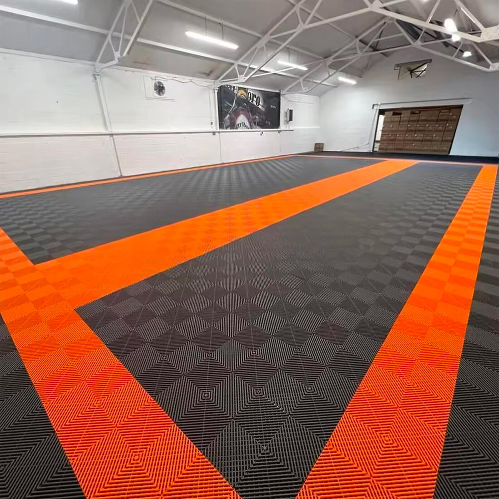 KLICKFLIESEN Durchbrochen für Garage, Werkstatt und Ausstellungsraum - Farbe Orange - Set von 6 Fliesen - Orange, Kunststoff (39.5/39.5/2cm) - MOSAIK AERO