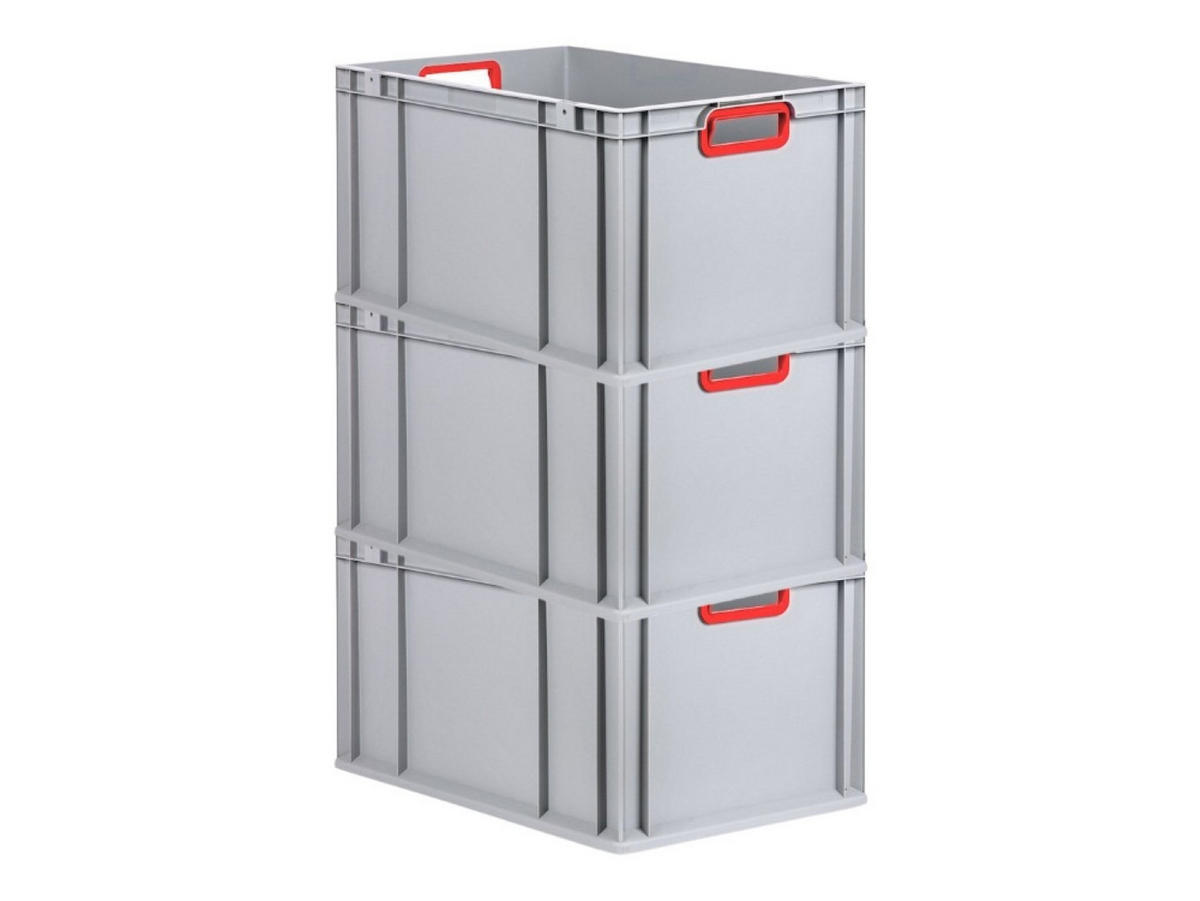 EUROBOX 3x Nextgen Color 32x40x60cm 65 Liter Griffe Rot Offen - Rot, Kunststoff (40/22/60cm) - PROREGAL