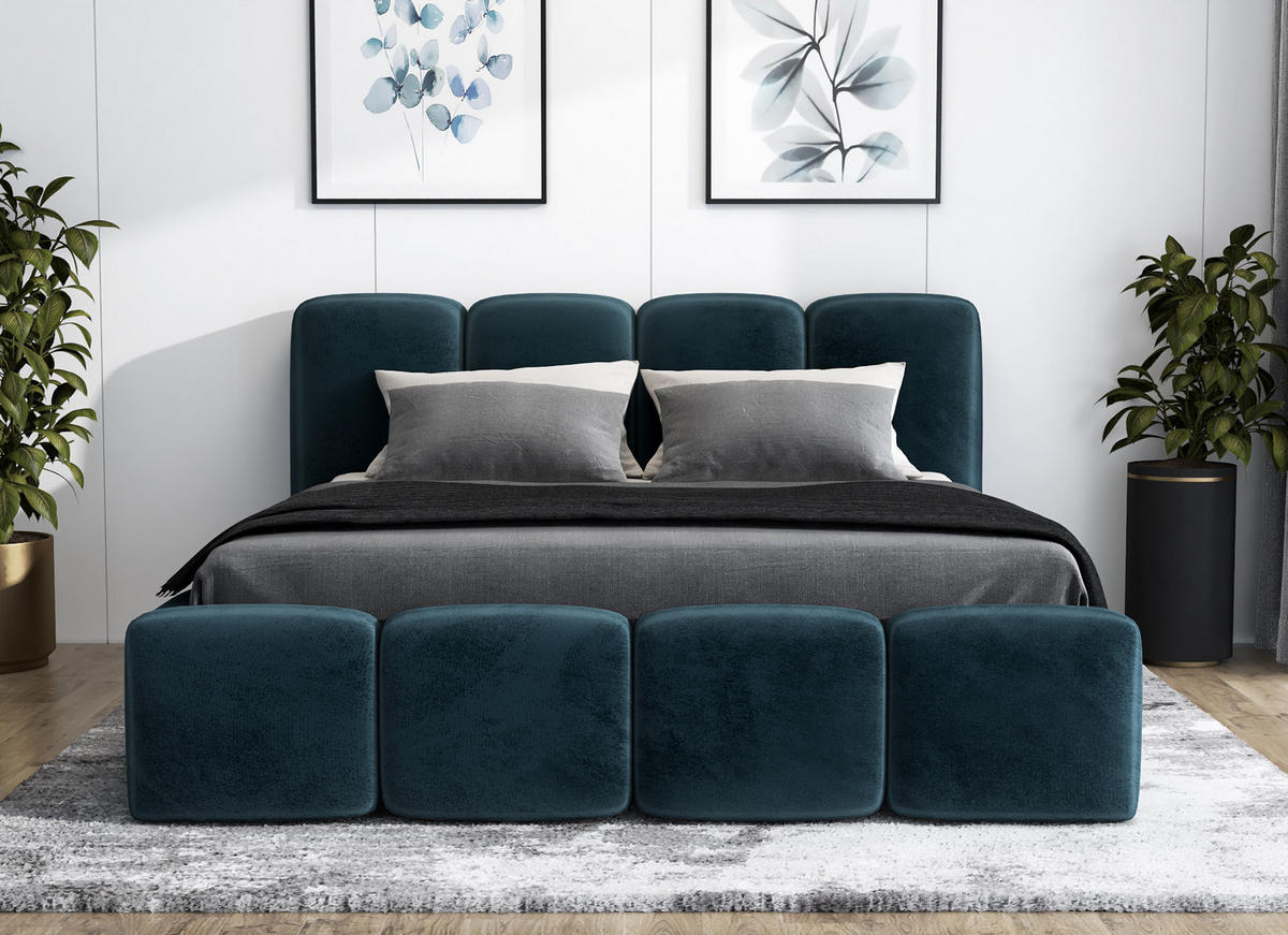 POLSTERBETT DONA 90x200 Blau - Blau, Textil (90/200cm) - A&J MöbelLand