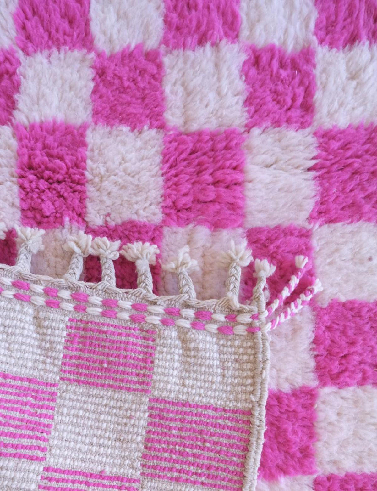 BERBERTEPPICH mit Karomuster 176x 208 cm - Pink, Naturmaterialien (176/208cm) - AFK Living
