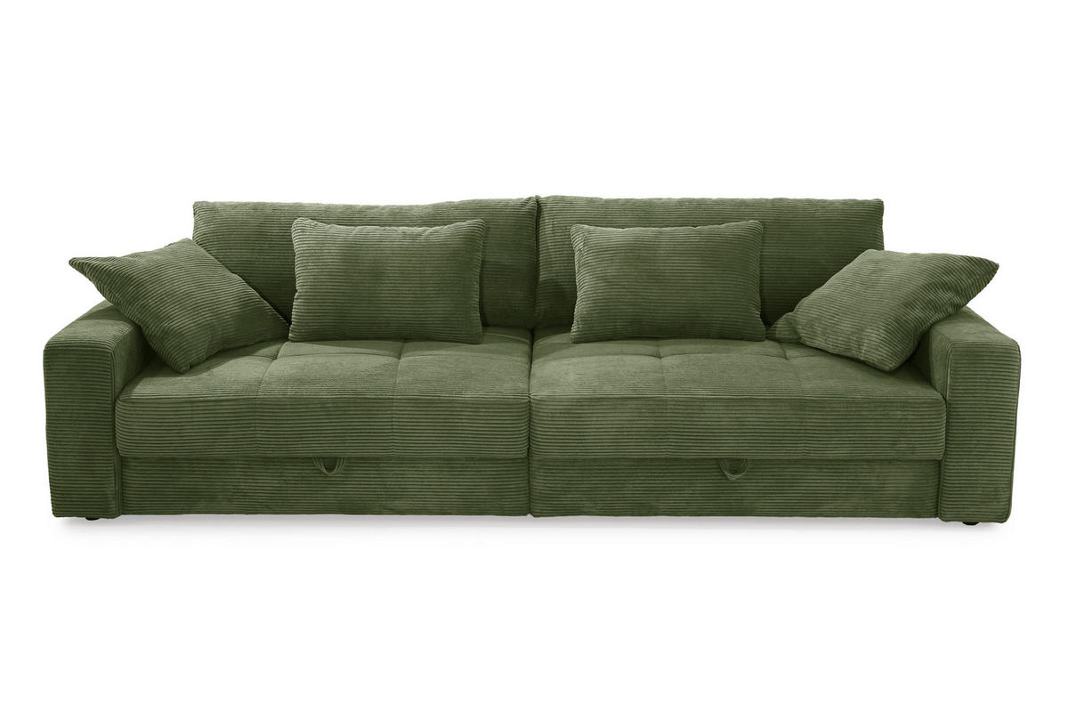 BIG-SOFA mit 2 Bettkästen, viel Stauraum, B274/T113/H84 cm, Liegefläche 103x241 cm, Cord Grün / 15262 - Grün, Kunststoff/Textil (284/84/113cm) - luma-home