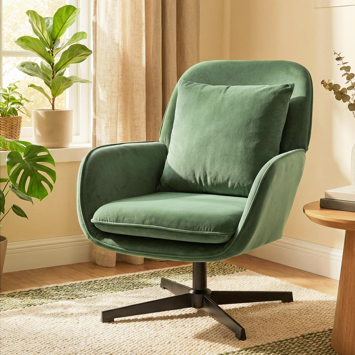 DREHSTUHL Grun 1 Stück - Grün, Naturmaterialien (73/85/83.5cm) - GiPP