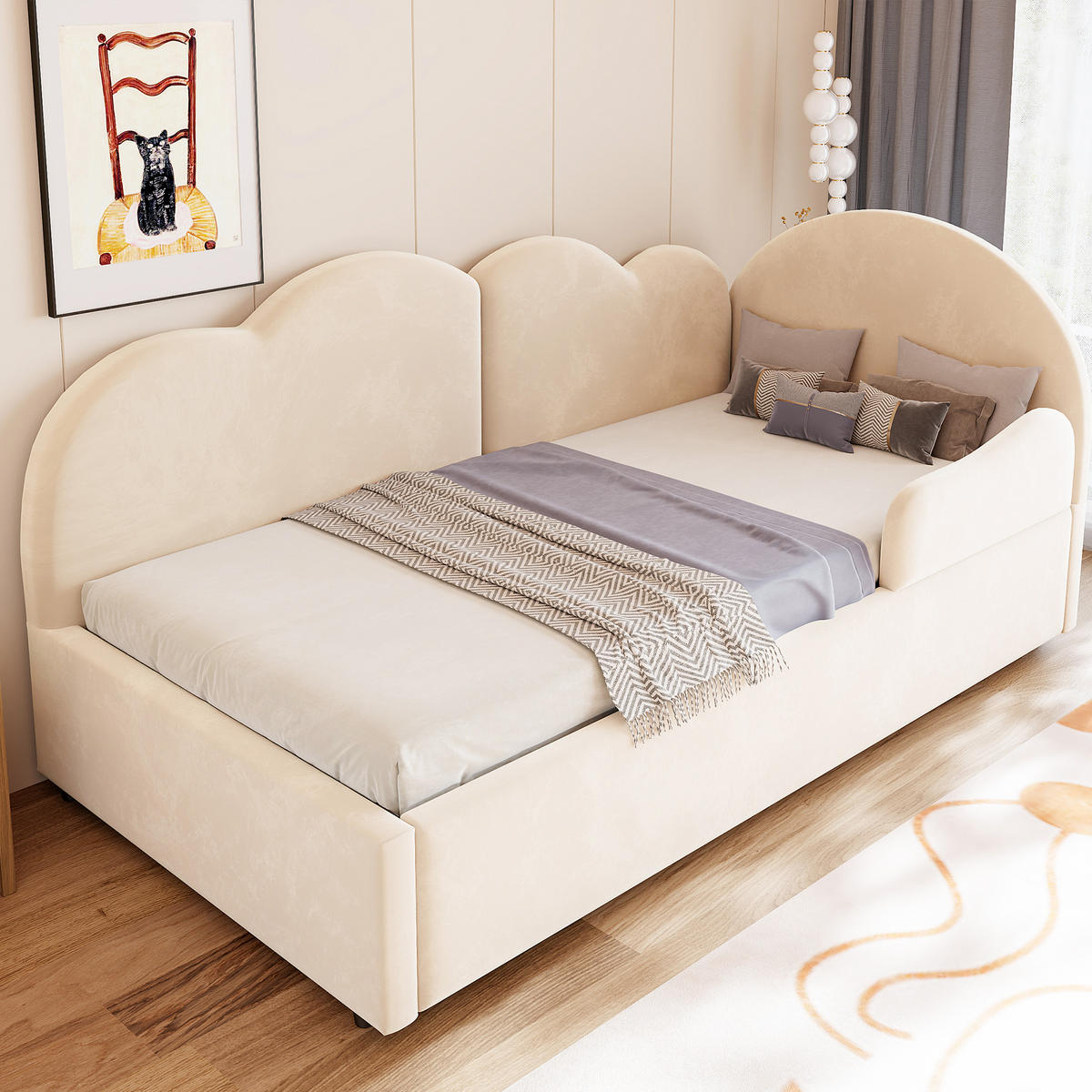AUSZIEHBETT 90/200/190 cm L-Form, DE-41688, in Beige - Beige, Metall (90/200cm) - ComfortXL
