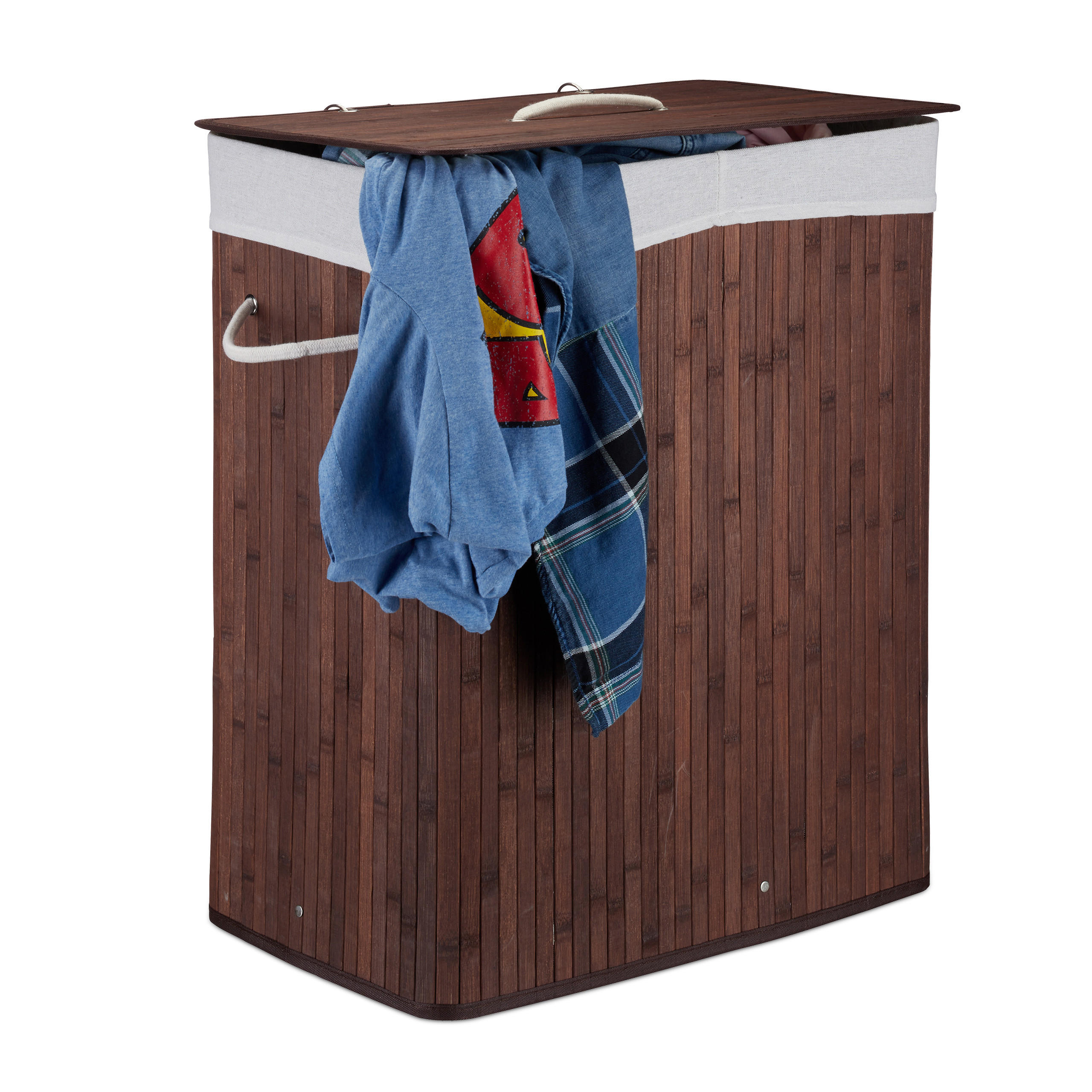 WÄSCHEKORB - Multicolor, Holz/Textil (55/63/35cm) - Relaxdays