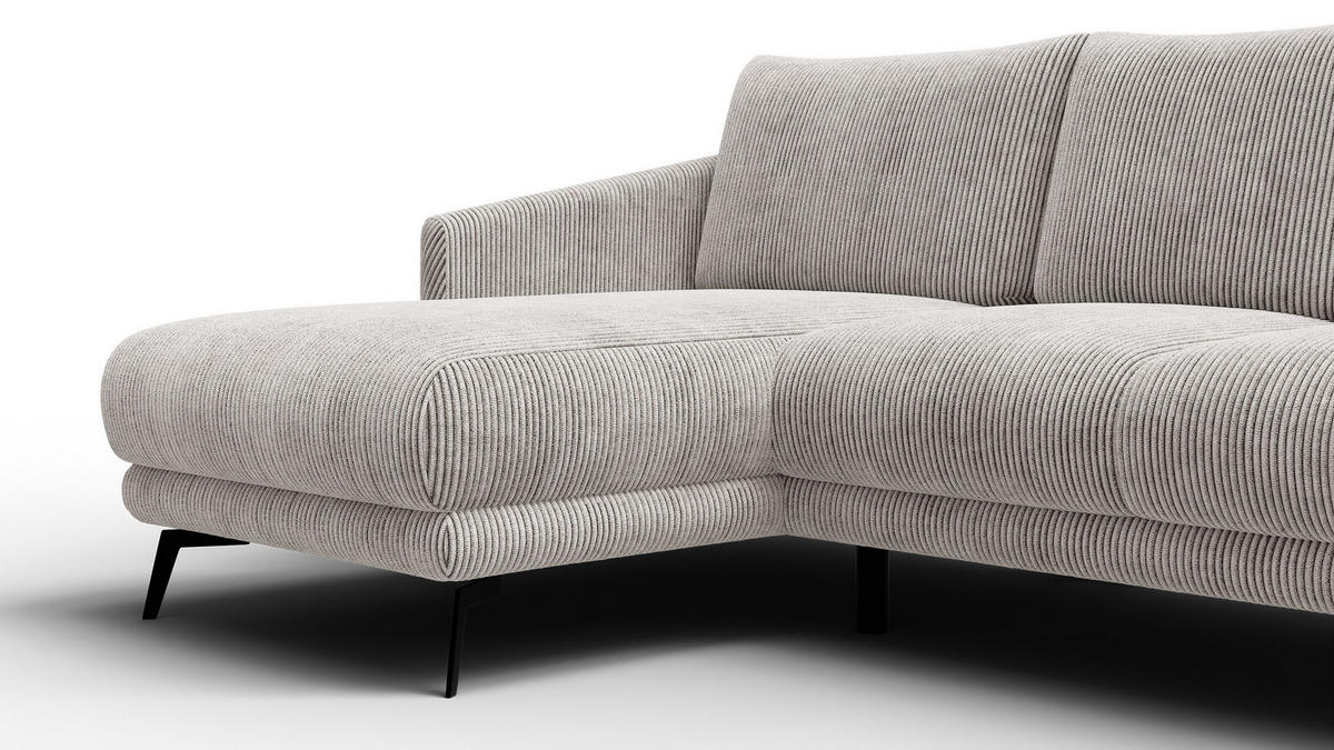 ECKSOFA VILT 3-Sitzer, perlweiß - Schwarz/Weiß, Holzwerkstoff/Textil (221/156cm) - Courtois Laville