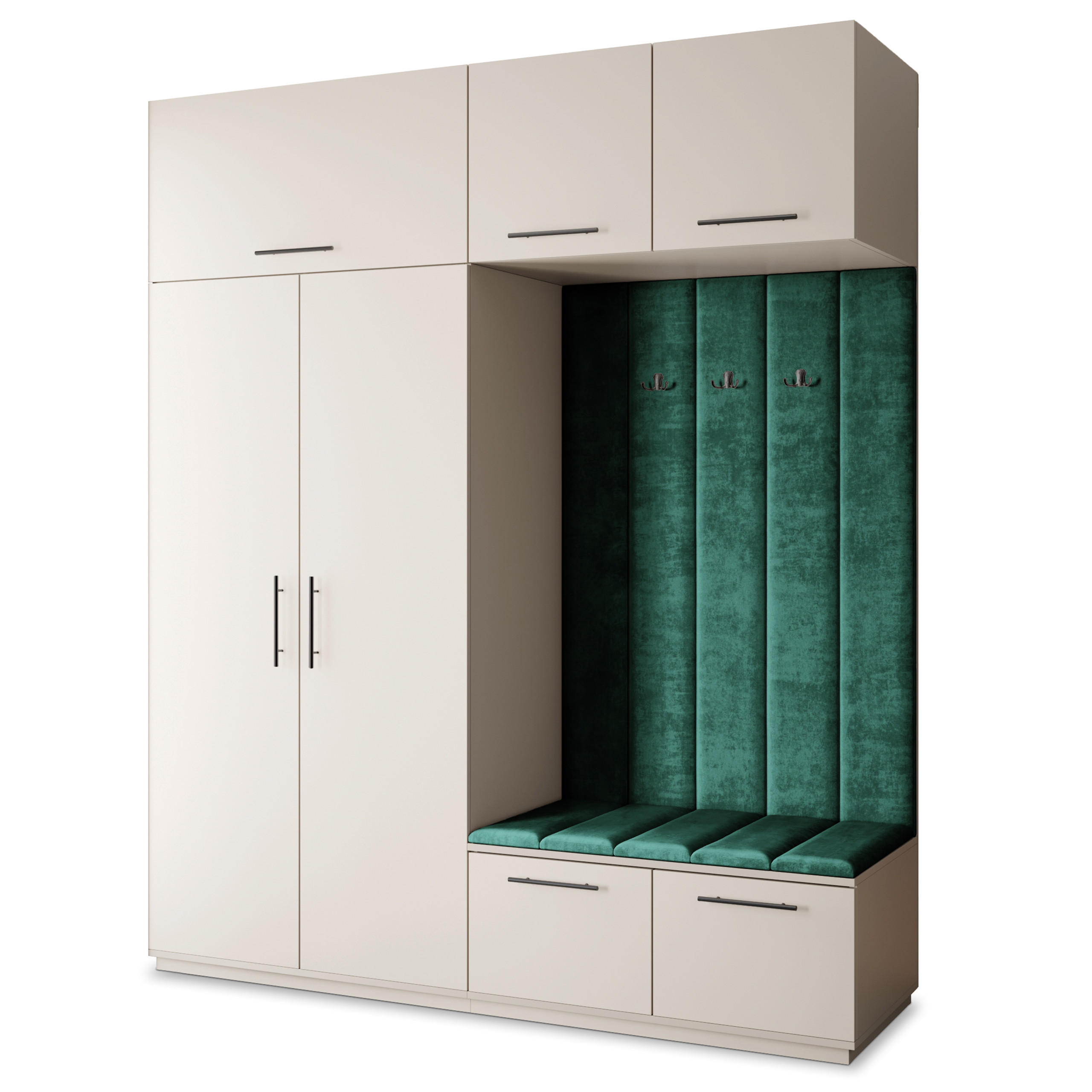 GARDEROBENSCHRANK REMA 200/240/60 cm Modern Garderobe-Set Kaschmir - Kaschmir/Grün, Holzwerkstoff (200/240/60cm) - MASSENO