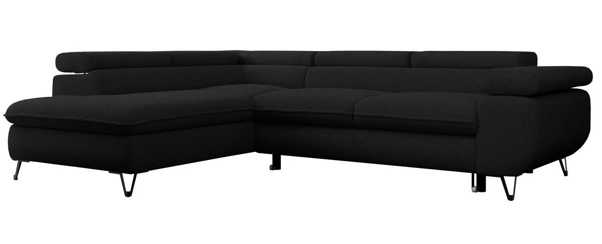 ECKSOFA PEDRO L Schwarz Boucle - Links Seite - Schwarz, Textil/Metall (208/273cm) - MKS