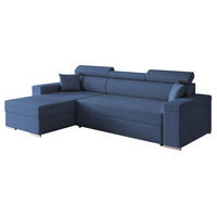 ECKSOFA AISHA mit Schlaffunktion und Bettkasten Marineblau - Dunkelblau, Holzwerkstoff/Kunststoff (250/90cm) - Idohome