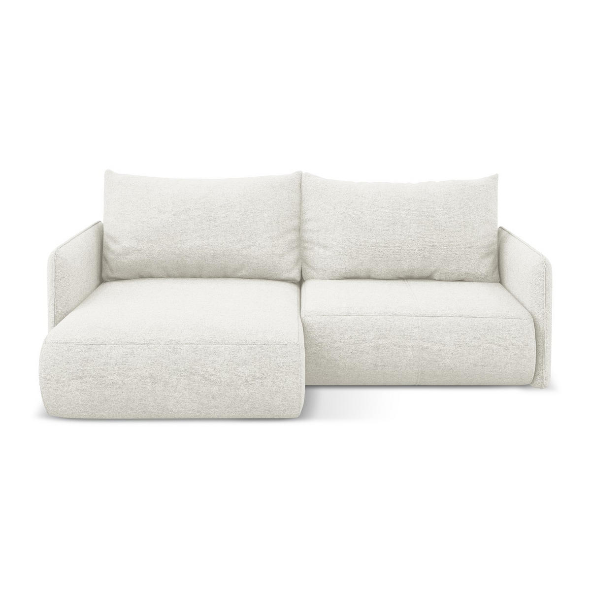 ECKSOFA mit Schlaffunktion Chenille Stoff Weiß - Schwarz/Weiß, Kunststoff/Textil (148/207cm) - LaMiaSofa