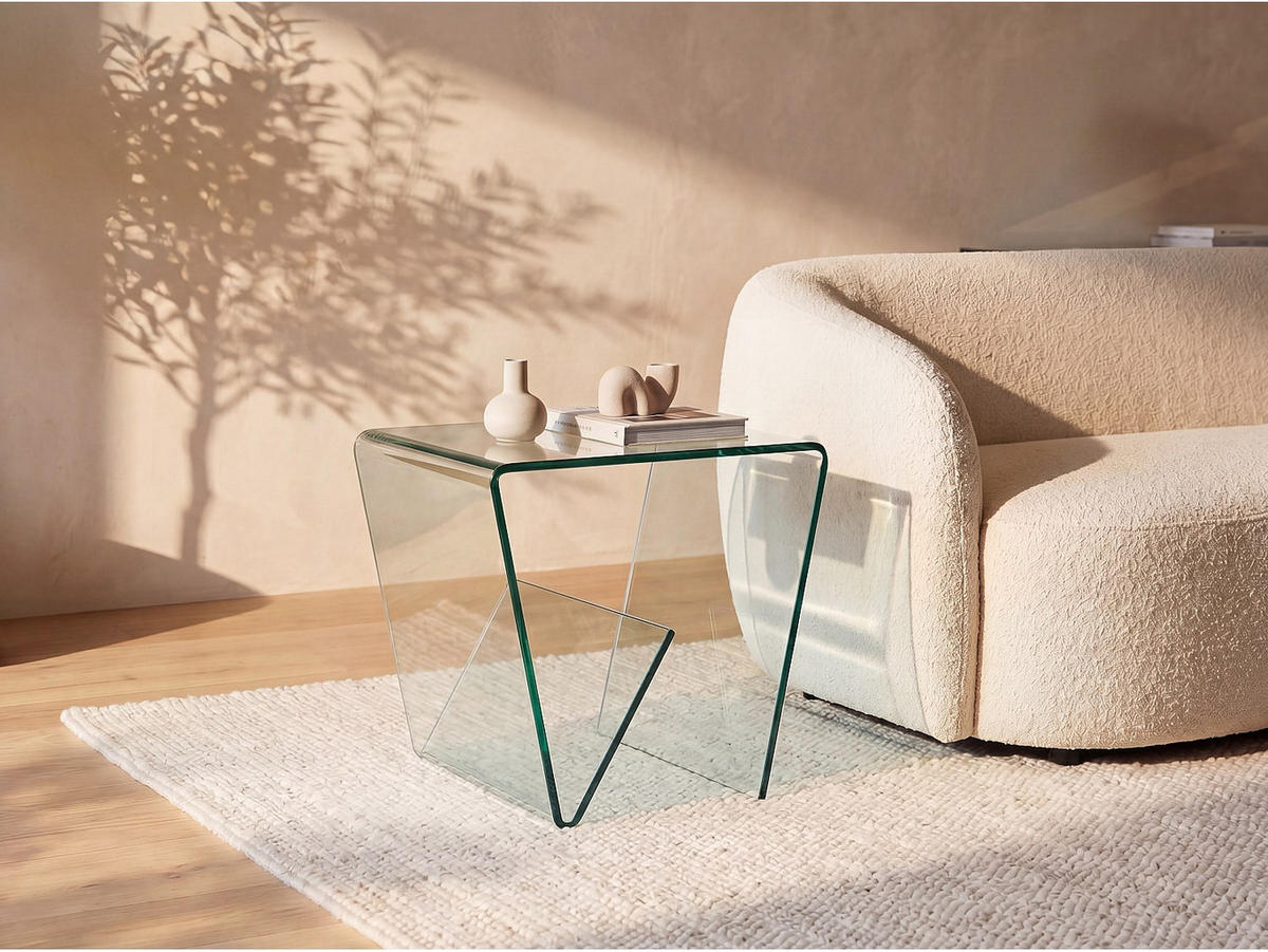BEISTELLTISCH - 55 cm x 45 cm - Glas - Transparent - ZENIA - Transparent, Glas (45/55/45cm) - Vente-Unique