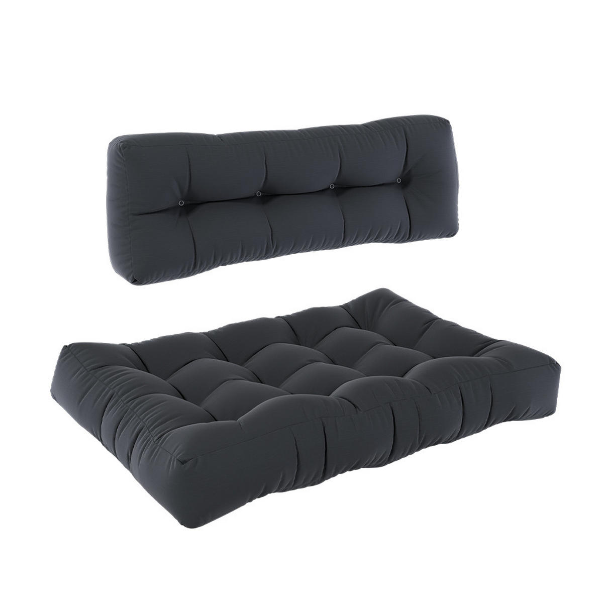 SET JASTUKA ZA PALETE Flocken Grafitna 120 x 80 cm 2 dijela - boje grafita, tekstil (120/80/15cm) - Vicco