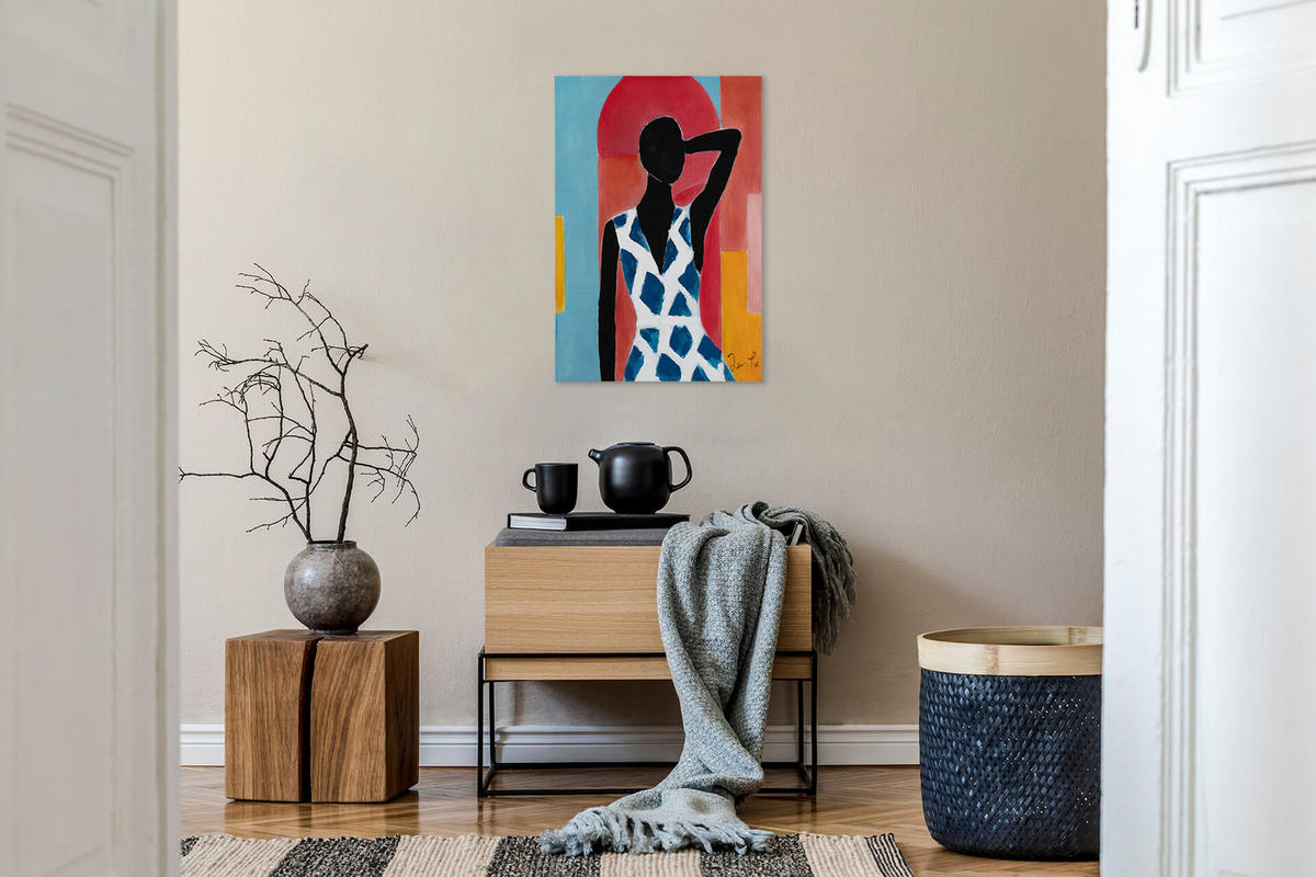 RUČNE MAĽOVANÝ AKRYLOVÝ OBRAZ 60/90 cm, viacfarebný, abstraktný geometrický motív - viacfarebná, drevo/textil (60/90cm) - KUNSTLOFT
