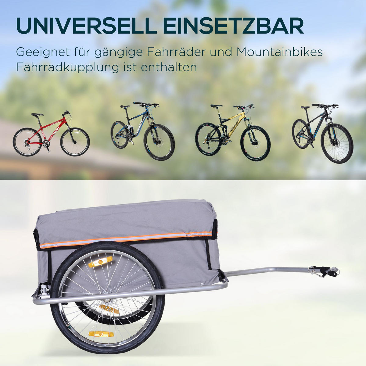 LASTENANHÄNGER, Stahlrohr, Grau, 140L x 88B x 60H cm - Grau, Metall (88/60/140cm) - HOMCOM