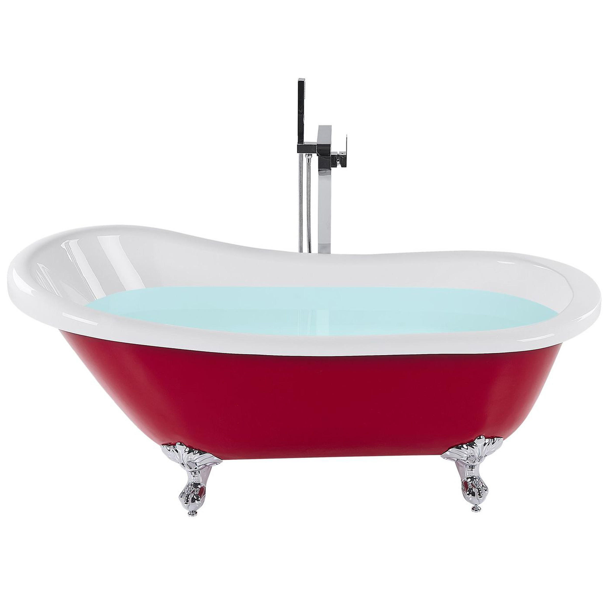 BADEWANNE FREISTEHEND 76x170x76 cm rot Cayman - Rot, Kunststoff (76/78/170cm) - Beliani