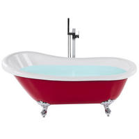 BADEWANNE FREISTEHEND 76x170x76 cm rot Cayman - Rot, Kunststoff (76/78/170cm) - Beliani