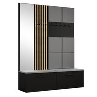 GARDEROBENSCHRANK MODULO 161,2/204/40 cm Modern Garderobe-Set Schwarz - Schwarz/Grau, Holzwerkstoff (161.2/204/40cm) - MASSENO