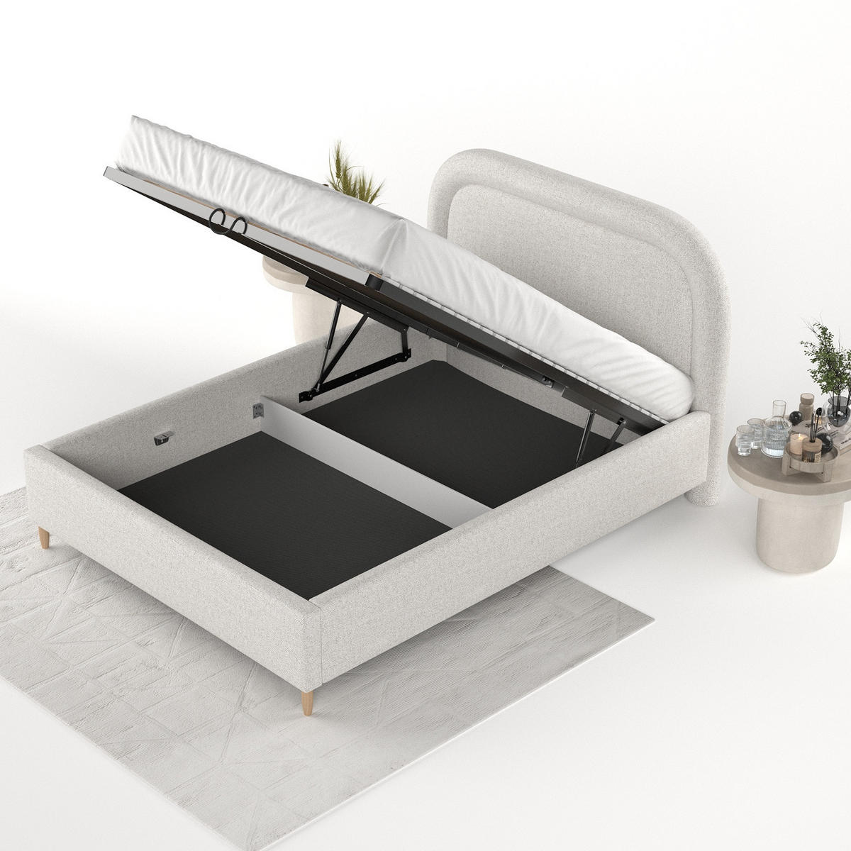 POLSTERBETT Zoya 180/200 cm Hellbeige im Riva Stoff - Beige/Naturfarben, Holz/Holzwerkstoff (180/200cm) - AltaBeds