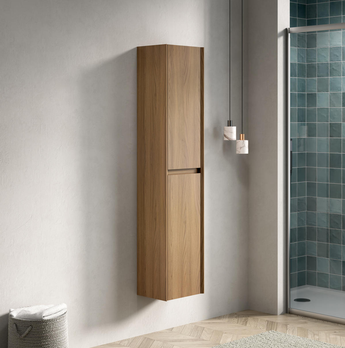 HÄNGESCHRANK 140x24x30 cm Eiche aus Mehrschicht-Sperrholz mit Dämpfersystem & 2 Türen - Eichefarben, Holzwerkstoff (24/30/140cm) - Modfu