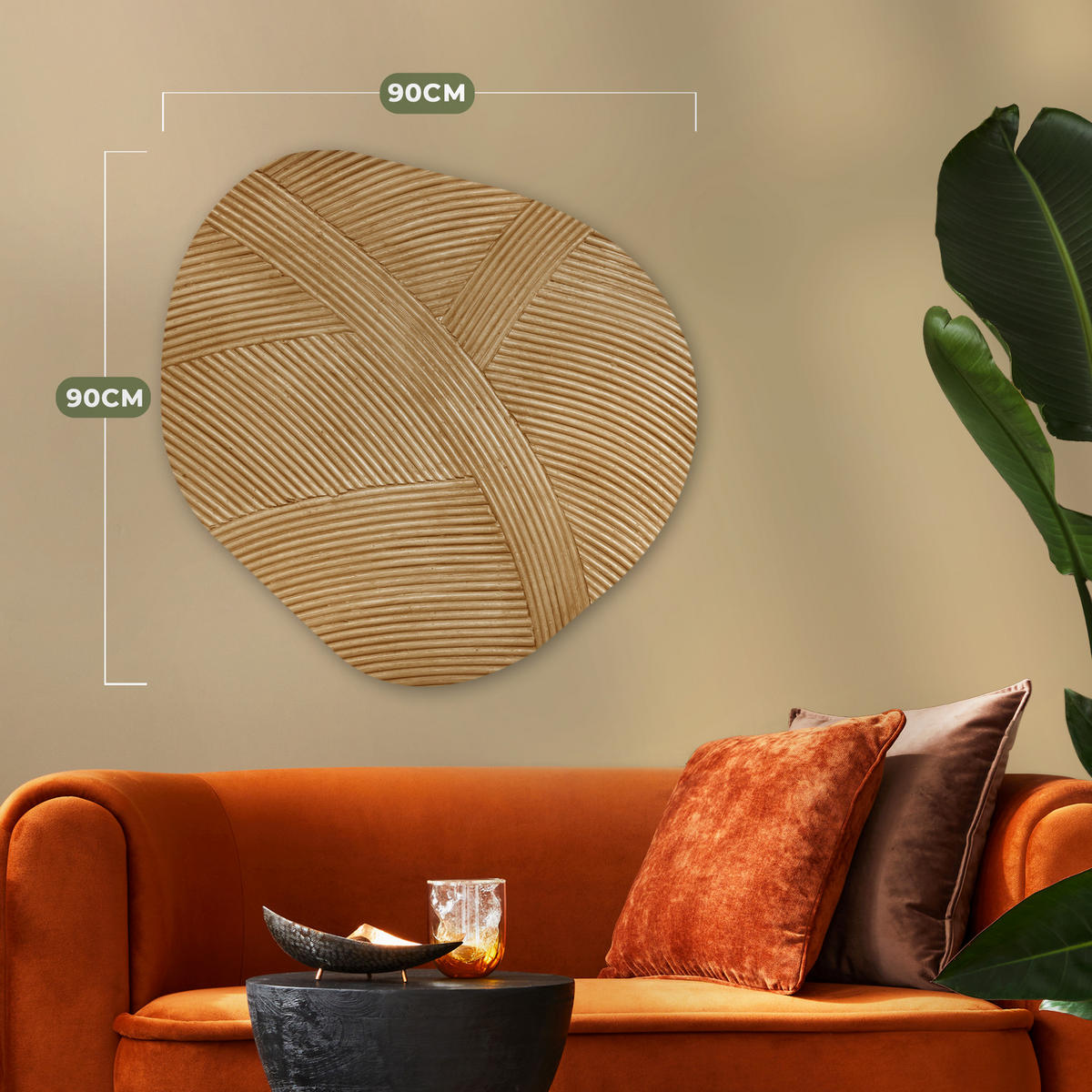 WANDBILD Struktur - Natur - Kunst - Rattan 90x90 cm - Naturfarben, Kunststoff (90/90cm) - MuchoWow