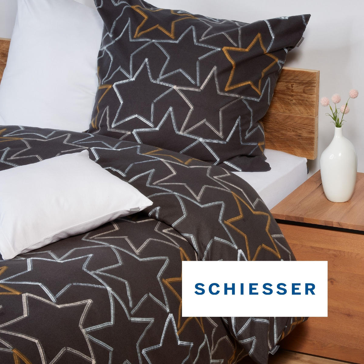 BETTWÄSCHESET Lizzy - Feinbiber - 2-teilig - 135x200 cm - Dunkelgrau - Dunkelgrau, Textil (135/200cm) - SCHIESSER