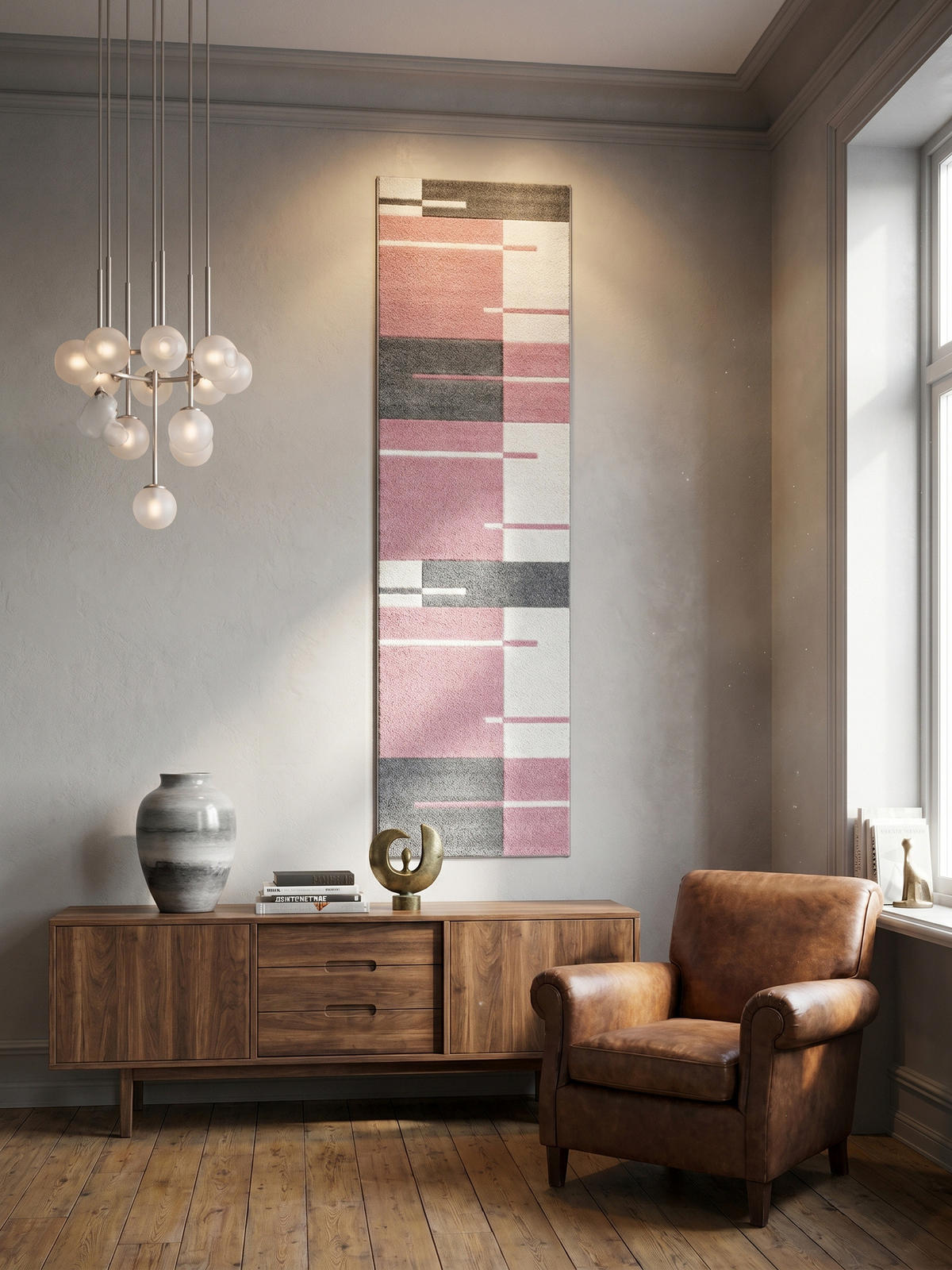 KURZFLORTEPPICH LATEMAR, kariert, Rosa, 80 x 300 cm - Rosa, Textil (80/300cm) - KADIMA DESIGN