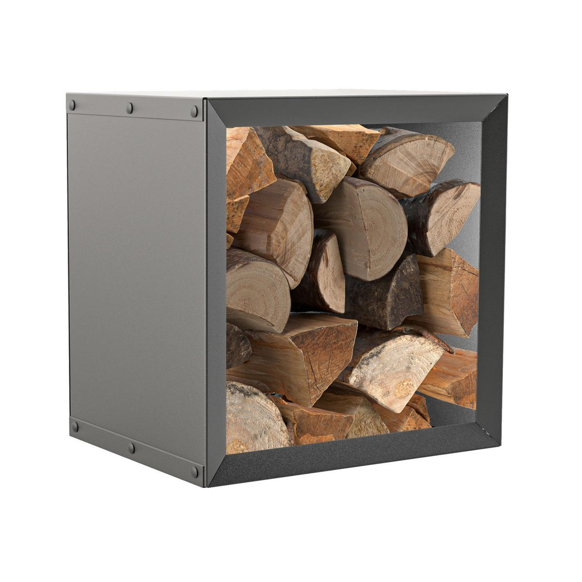 BRENNHOLZREGAL Wooker square Kaminholzregal Holzlagersystem Schwarz 49 × 49 cm - Schwarz, Metall (49/49/49cm) - Alberts