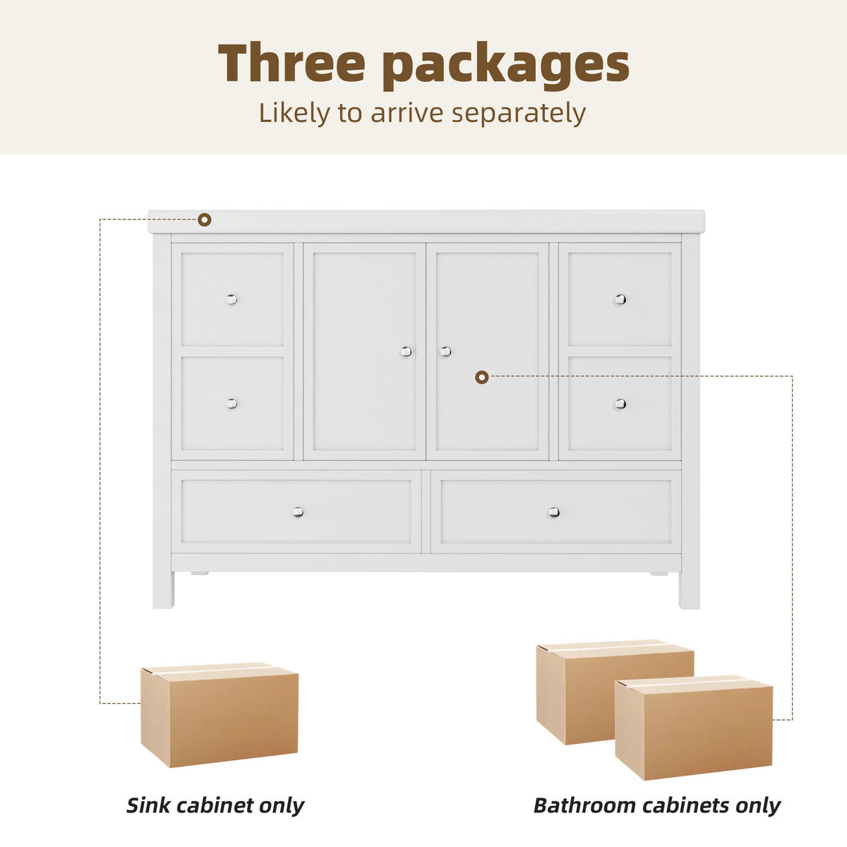 WASCHBECKENUNTERSCHRANK mit Harzbecken, 4 Schubladen und Soft-Close-Türen 120/50/86.5 cm - Weiß, Holzwerkstoff/Metall (120/86.5/50cm) - EVRYAE