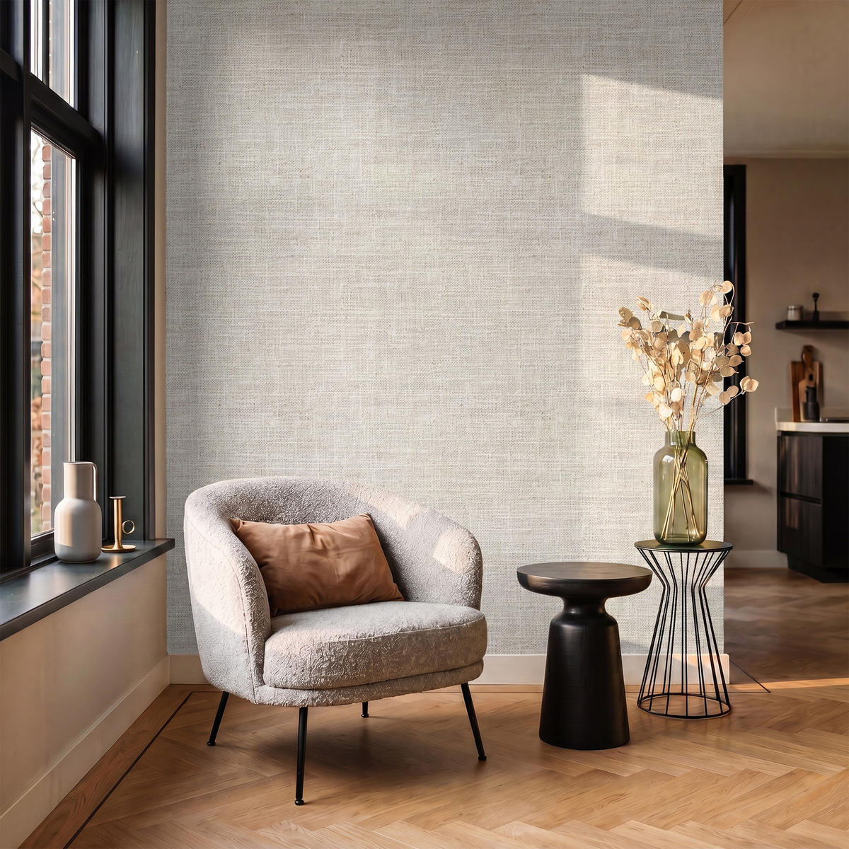 TAPETE - Leinen - Textur - Beige - 160x200 cm - Creme, Papier (160/200cm) - OnlyWow