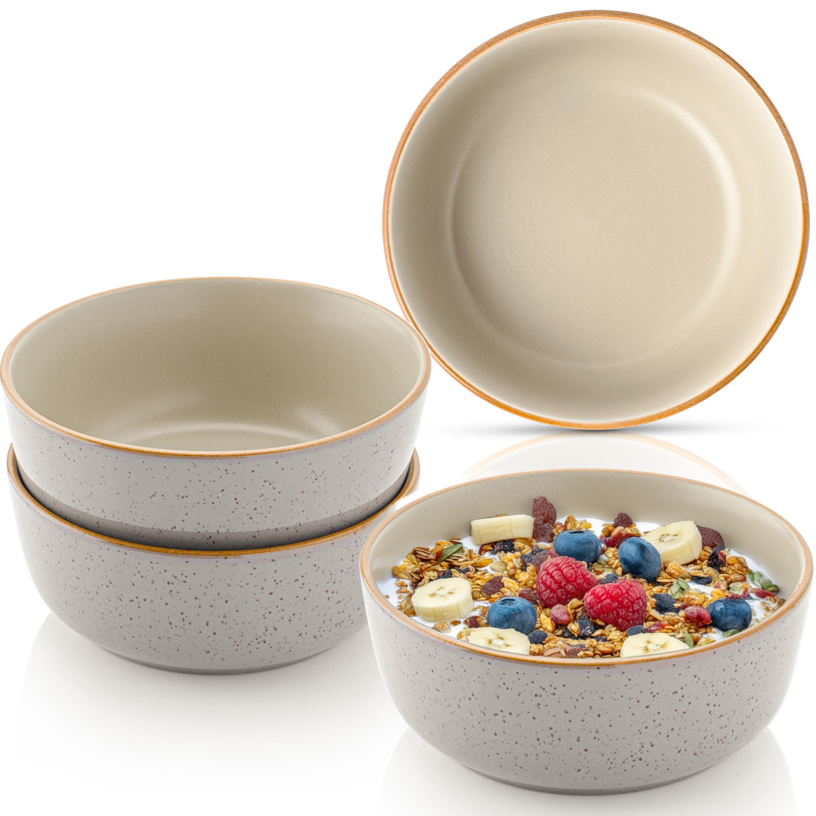 SCHALEN SET RIO PERLGRAU - 4 teilig aus Steingut - Grau, Keramik (20cm) - Sänger