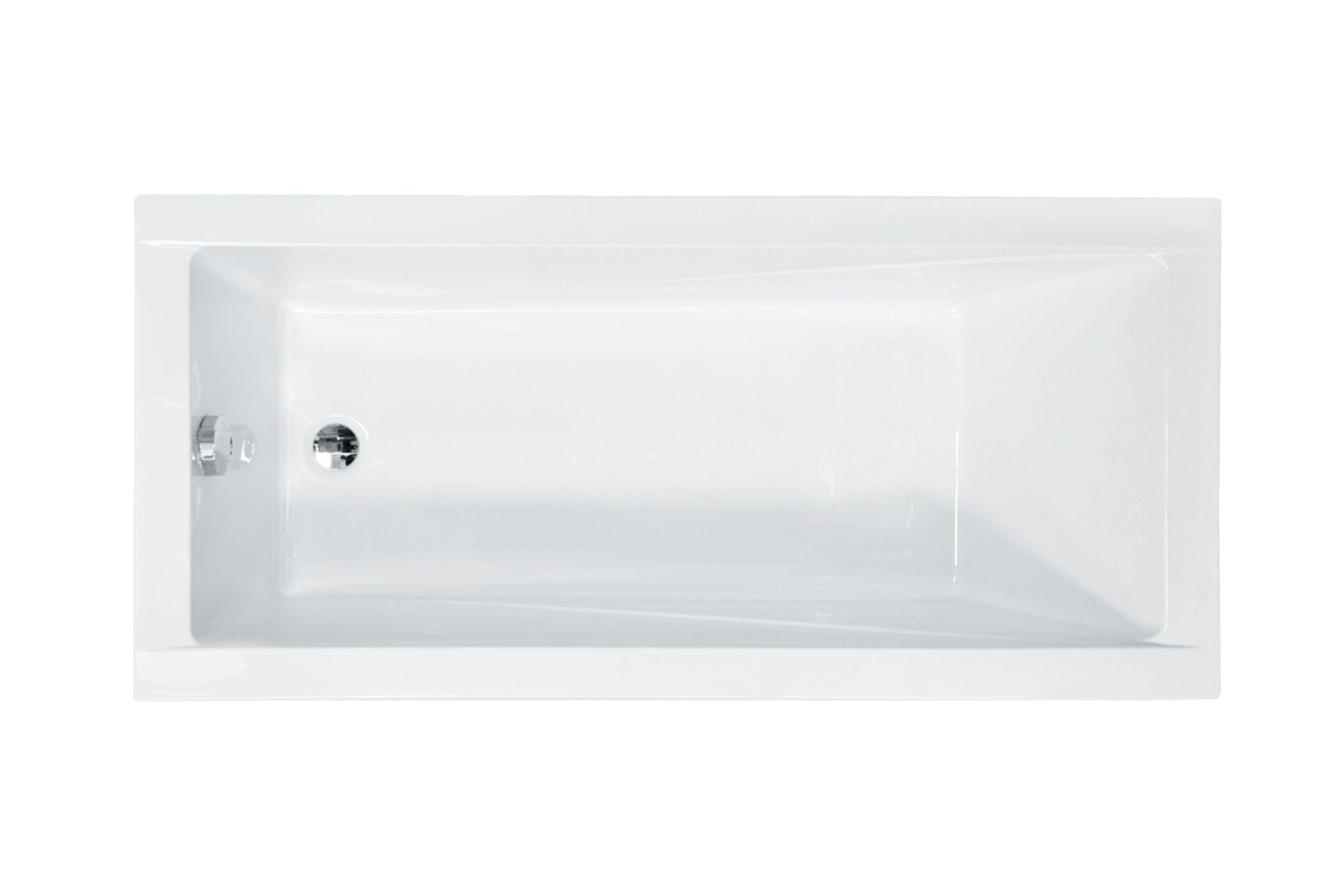 BADEWANNE Rechteck MODERN 160/70 + Kopfstütze Ablauf Füße - Weiß, Kunststoff (70/53.5/160cm) - bad land