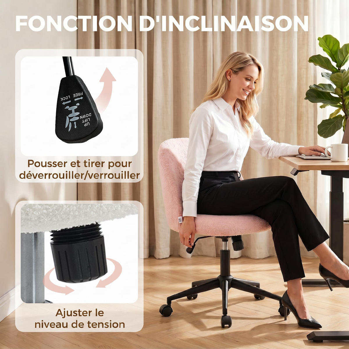 BÜROSTUHL Rosa 59.0/52.0/84.5 cm - Rosa, Textil (52/84.5/59cm)