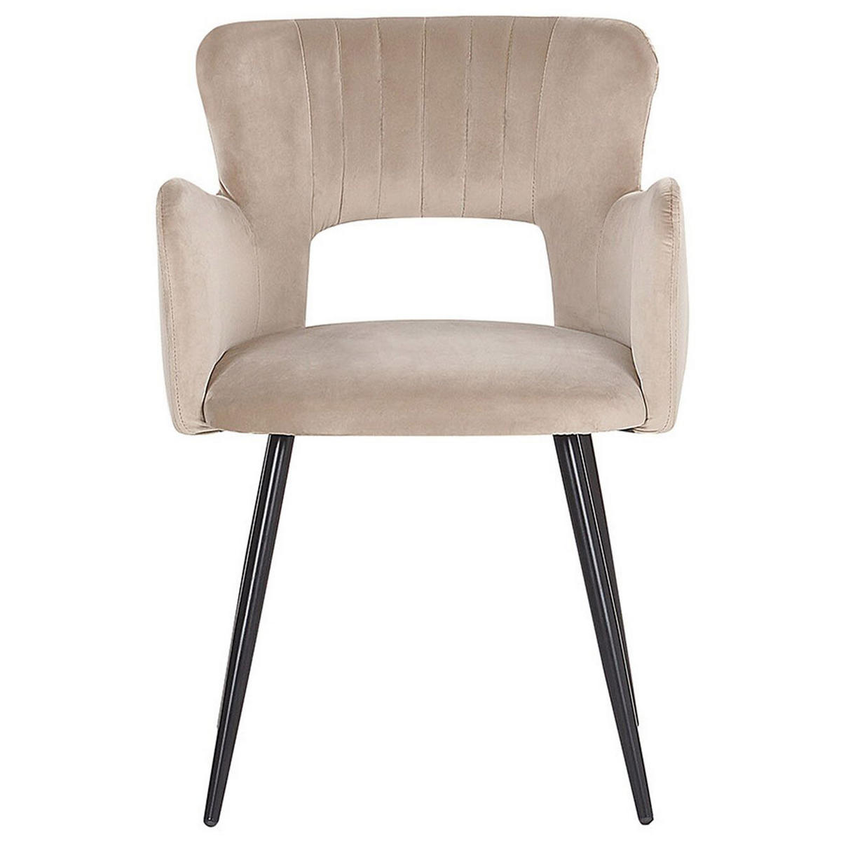 ESSZIMMERSTUHL 2er-Set Samtstoff Taupe Sanilac - Taupe, Textil/Metall (52/75/44cm) - Beliani