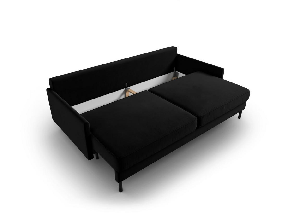 AUSKLAPPBARES-SOFA mit Bettkasten Scott aus Samt schwarz 3 Sitzplätze - Schwarz, Textil (97/87/212cm) - Micadoni
