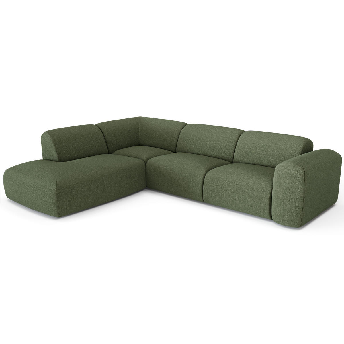 ECKSOFA LINKS Rastergewebe Olivgrün 269cm - Olivgrün, Textil (221/269cm) - Sia Home