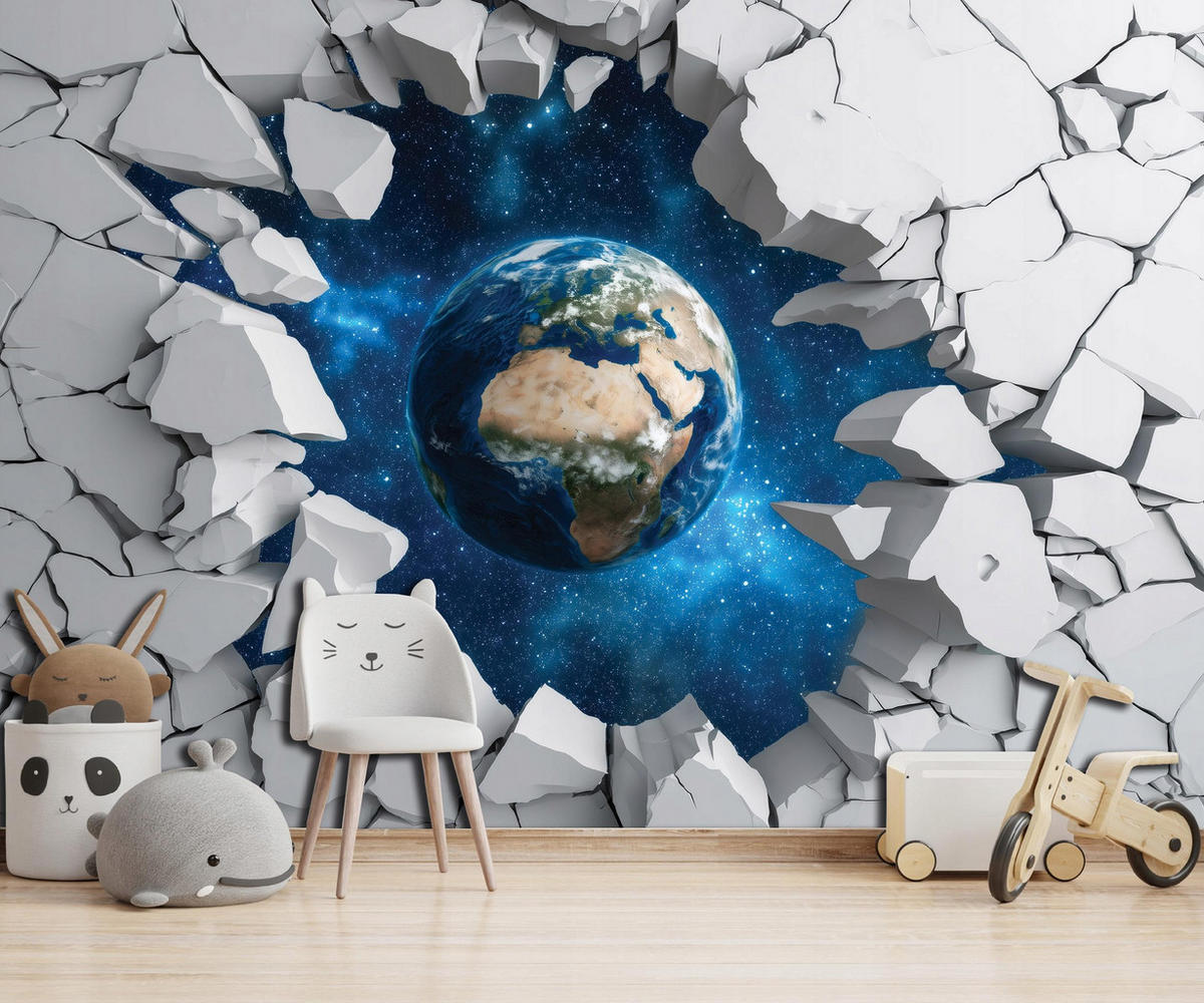 FOTOTAPETE Jungen 3D Blau 200x140 cm - Multicolor, Papier (200/140cm) - Wallarena