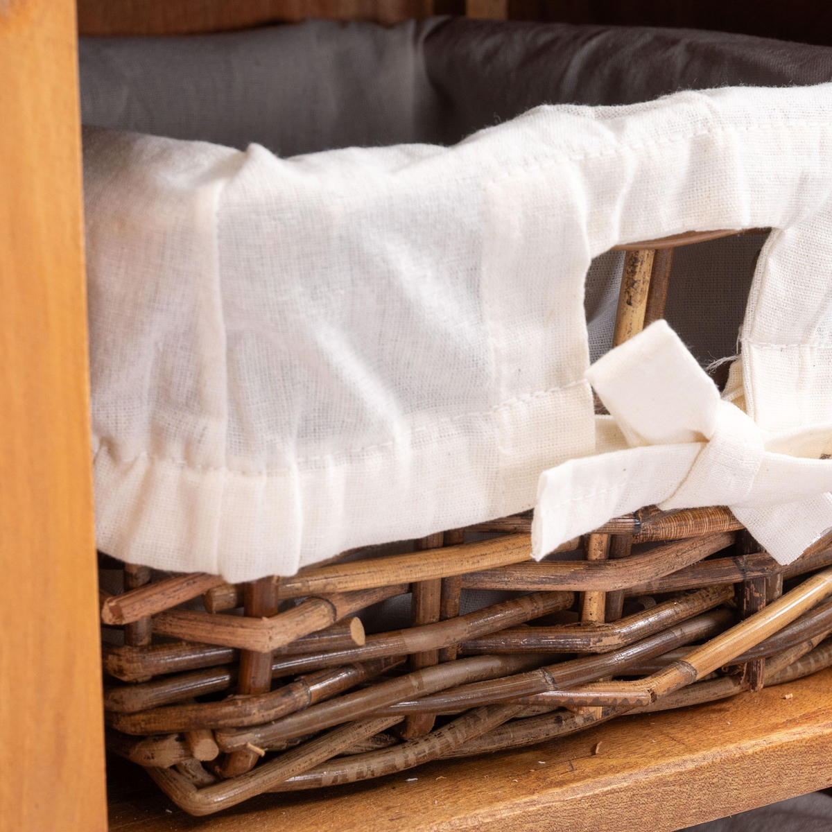 KOMMODE Willi Mahagoni Massivholz, 2 Körbe naturfarben - Naturfarben, Holz (27/32.5/78cm) - CREEDWOOD