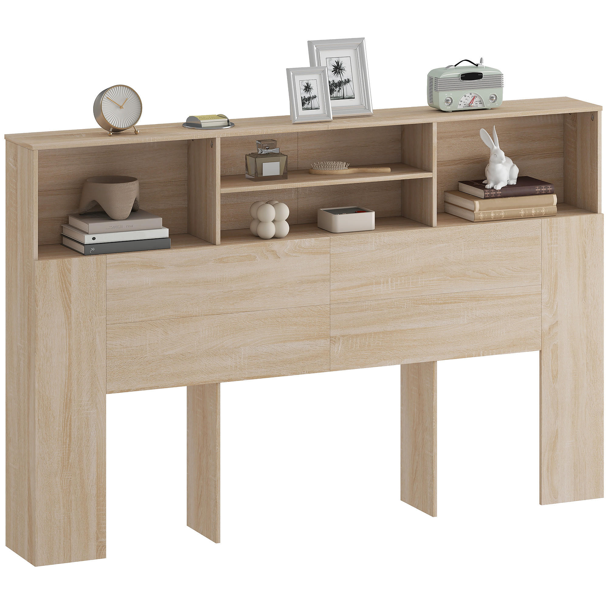 KOPFTEIL DE-18531 mit 4 offenen Fächern Naturholz-Optik - Naturfarben, Holzwerkstoff (20.2/108.2/160cm) - ComfortXL