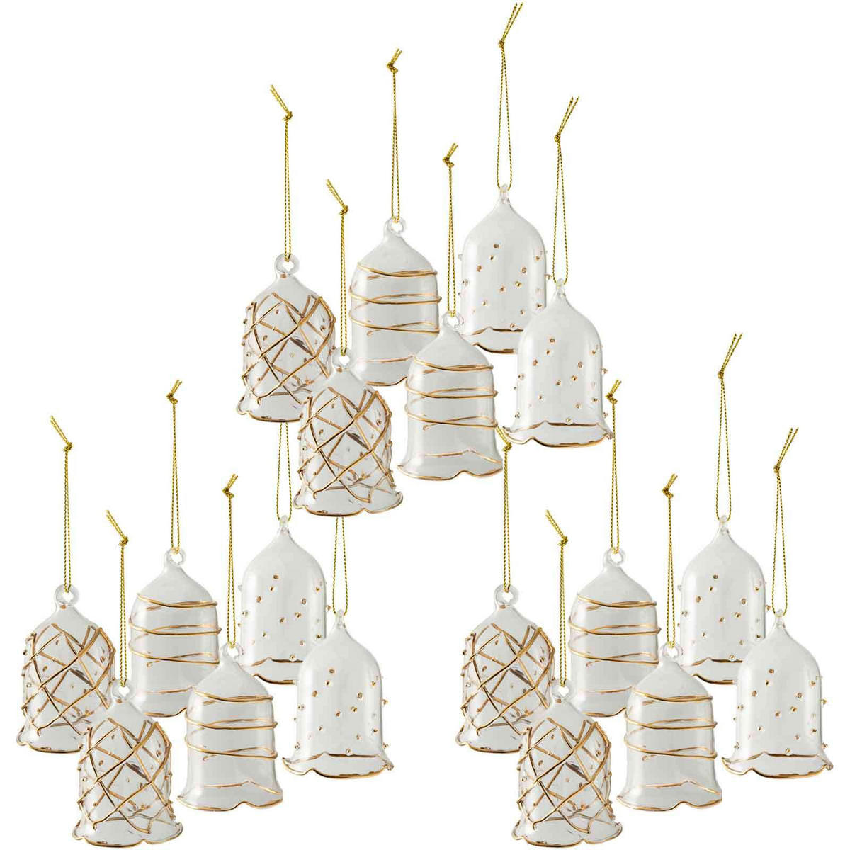 GLASGLOCKEN Winter Collage Accessoires gold 19,5 x 19,5 x 18,5 cm 18er Set - Goldfarben, Glas (19.5/18.5/19.5cm) - Villeroy & Boch
