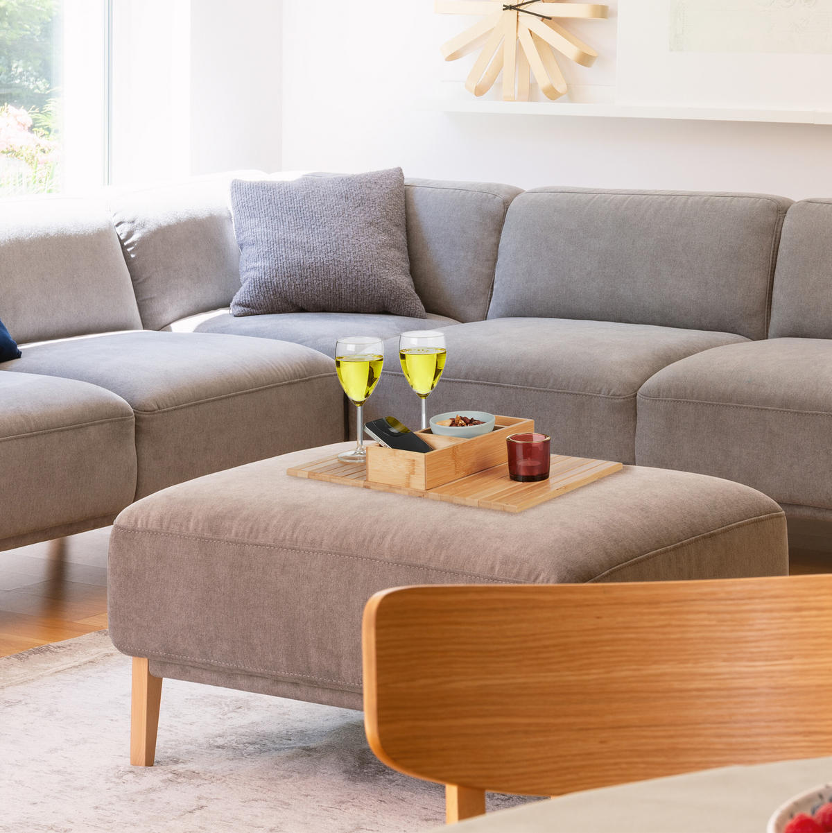 SOFATABLETT - Multicolor, Holz/Textil (42/6.5/28cm) - Relaxdays