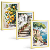 BILDER SET 3er Set - 40x60 cm Goldrahmen - Zitronen, Blumen, Meerblick - Goldfarben, Kunststoff (40/60cm) - TULUP