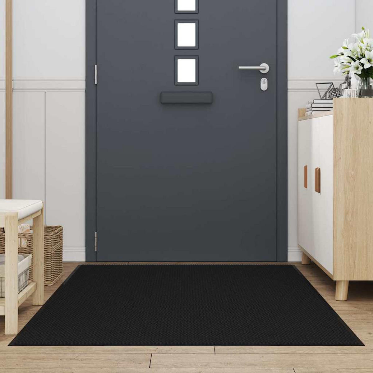 FUSSMATTE Schwarz 115/200 Cm - Schwarz, Kunststoff (115/200cm) - vidaXL