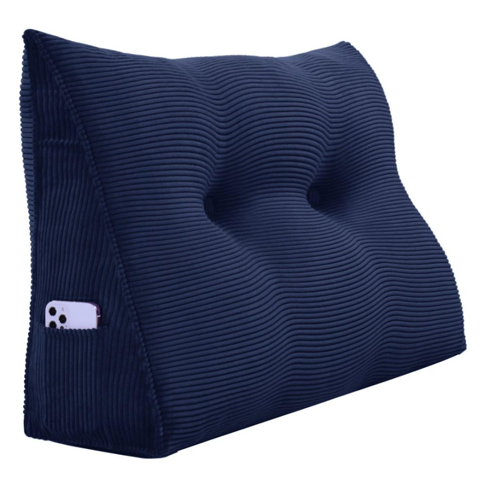LESEKISSEN für Bett Kord Dunkelblau 60 cm - Dunkelblau, Textil (50/60cm) - Vercart