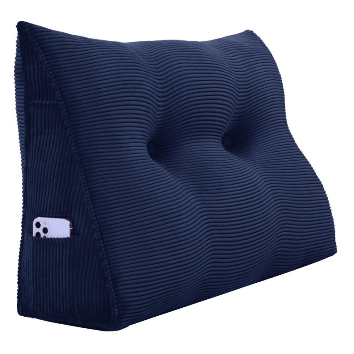 LESEKISSEN für Bett Kord Dunkelblau 60 cm - Dunkelblau, Textil (50/60cm) - Vercart