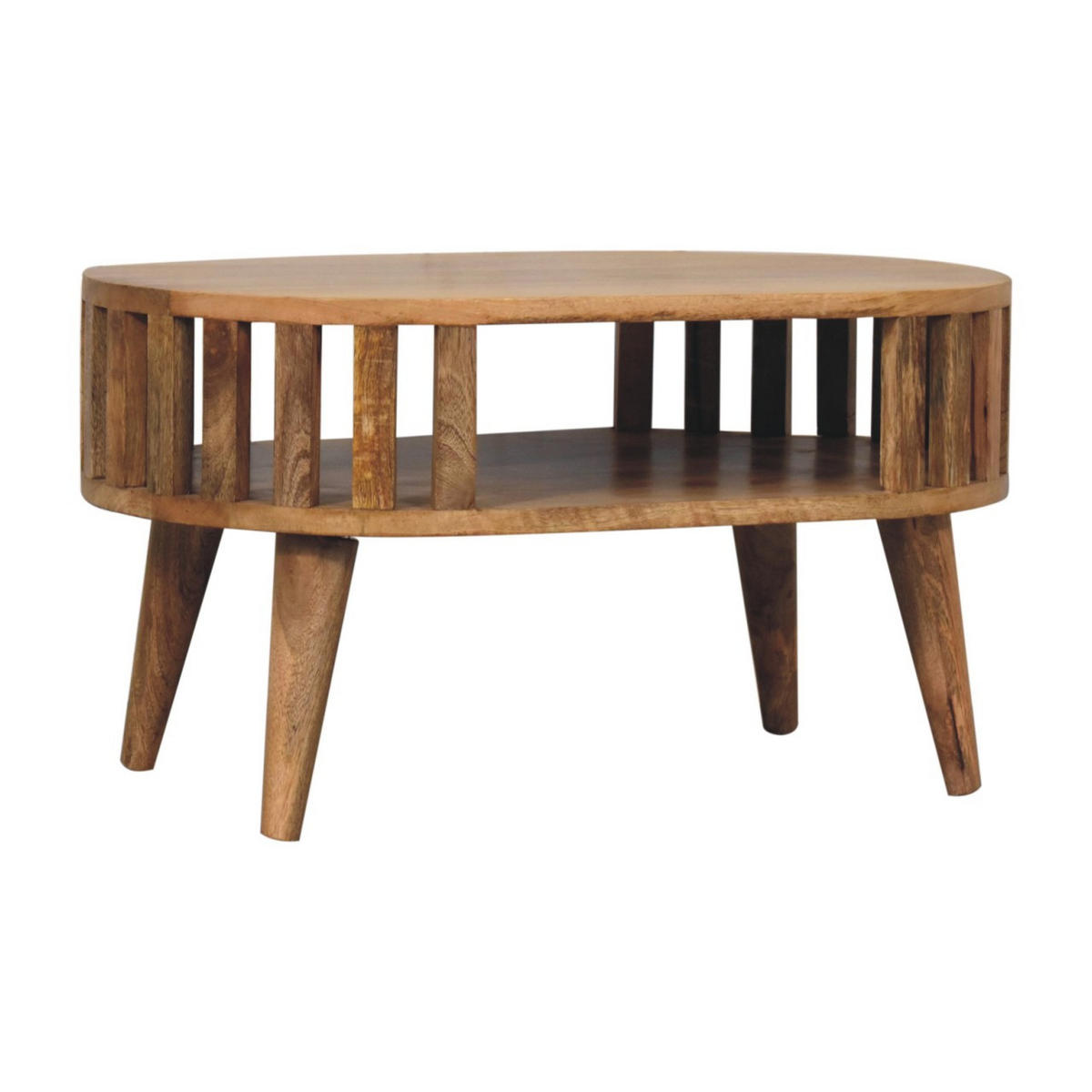 KAFFETISCH Ariella mit Eichen-Finish - Beige/Messingfarben, Holz/Metall (45/65/35cm) - Artisan Furniture