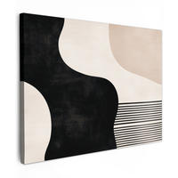 LEINWANDBILD Abstrakt - Japandi - Beige - Modern Wandbilder 80x60 cm - Schwarz, Textil (80/60cm) - MuchoWow