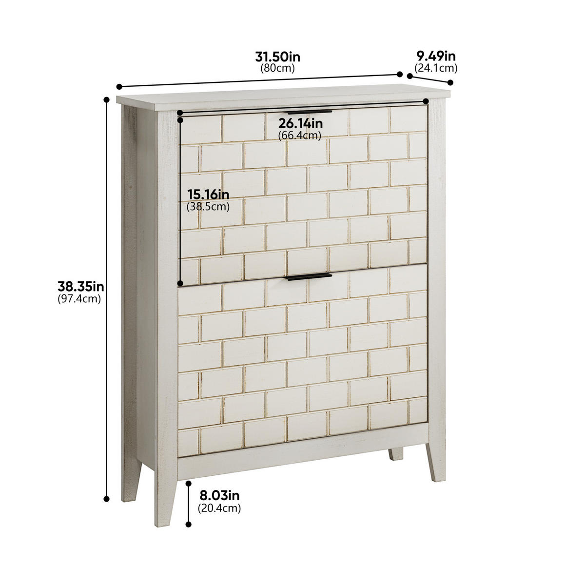 SCHUHSCHRANK 80 cm mit 2 Klappen, verstellbaren Fächern und Kippschutz aus MDF, Retro-Weiß - Weiß, Holzwerkstoff (80/97.5/24cm) - Redom