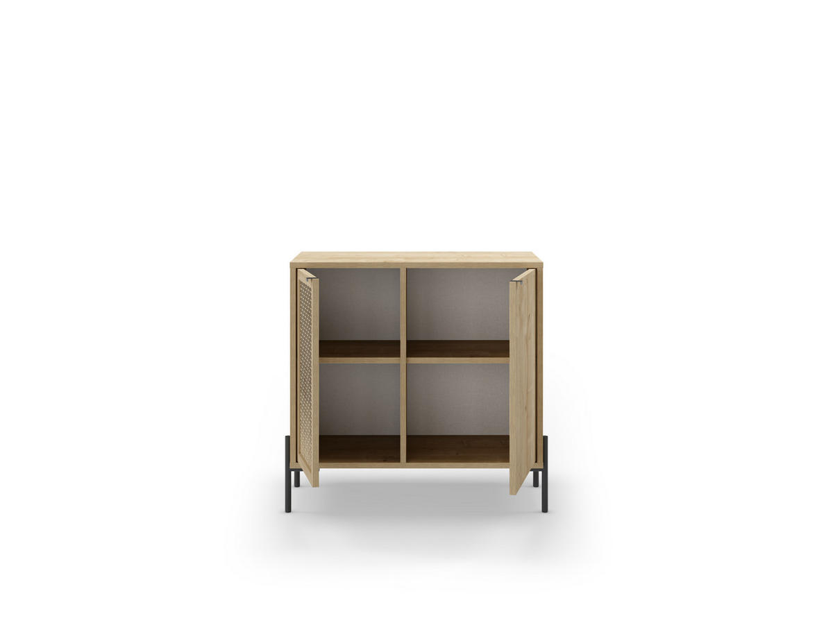KOMMODE 2 Türen und Metallfüße Inca - L80 cm - Braun, Holz (40/80.3/83.6cm) - Calicosy