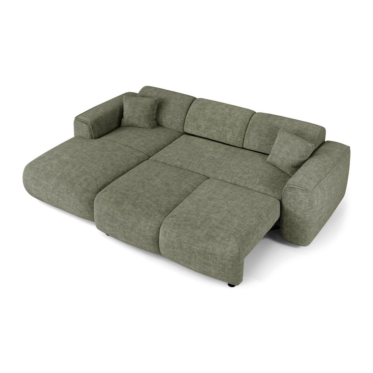 ECKSCHLAFSOFA Texturierter Samt Salbeigrün 283cm - Grün, Textil (283/180cm) - Sia Home
