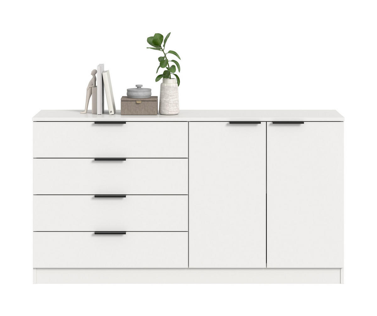 KOMMODE KOPENHAGEN (B/H/T: ca. 148/80/35 cm) in weiß/weiß - Weiß, Holzwerkstoff (148/80/35cm)